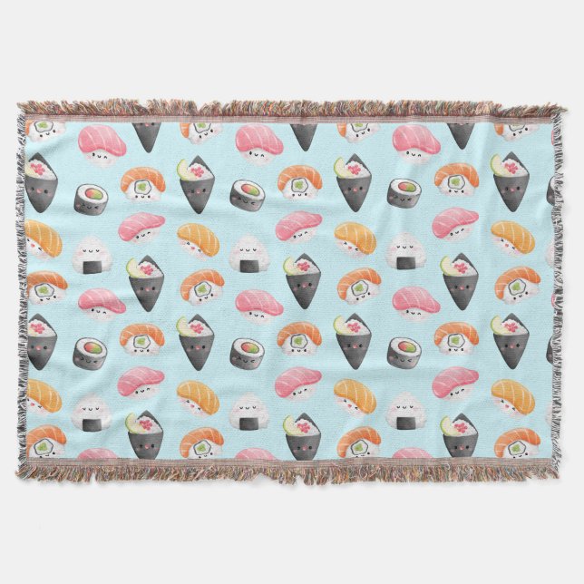 Couverture rouleaux de sushi kawaii, motif sushi (Devant)