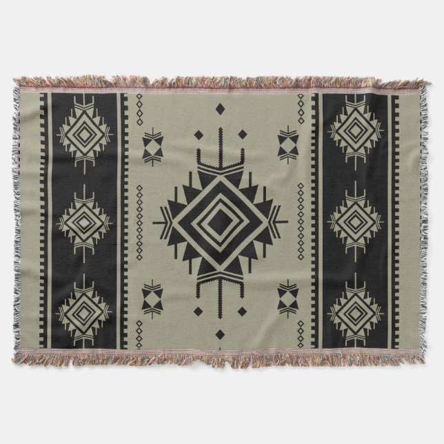Couverture Rug tressé géométrique Tribal Sud-Ouest - Boho Hom (Devant)