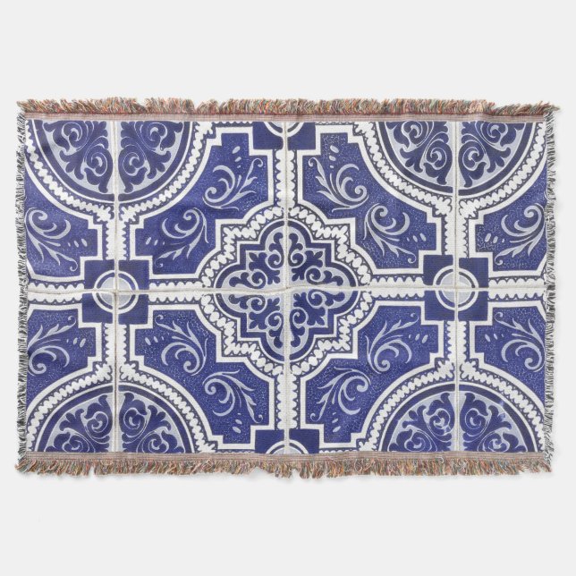 Couverture Russe Vintage Portugais Carreaux Motif - Azulejo (Devant)