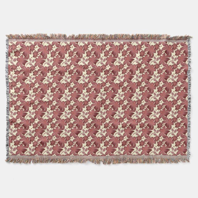 Couverture Rust Floral Leaf Pattern | Terracotta Botanical  (Devant)