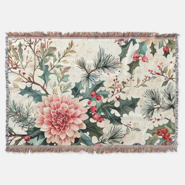 Couverture Rustic Bird et Poinsettia Motif de Noël (11) (Devant)
