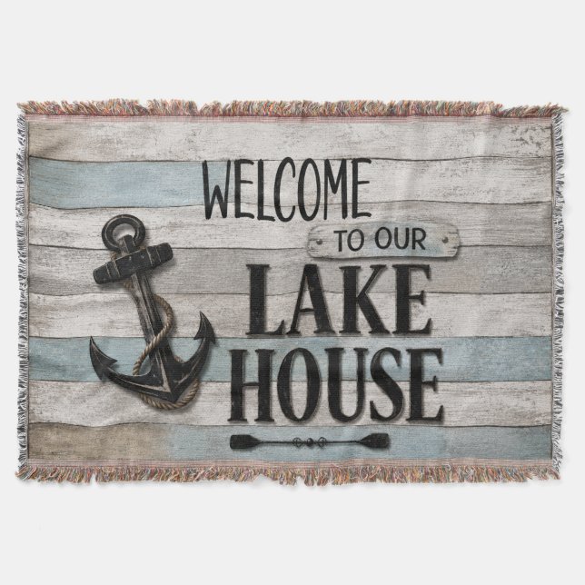 Couverture Rustic Lake House Anchor Nautical Coastal  (Devant)