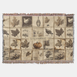 Couverture Rustique Automne Ephemera Collage Terre chaude (