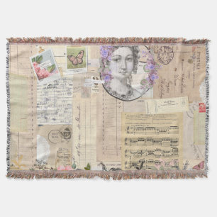 Couverture Rustique, vintage, collage, floral, shabby chic, 