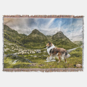 Couverture Sable Rough Collie, Lamb & Sheep - Personnalisé