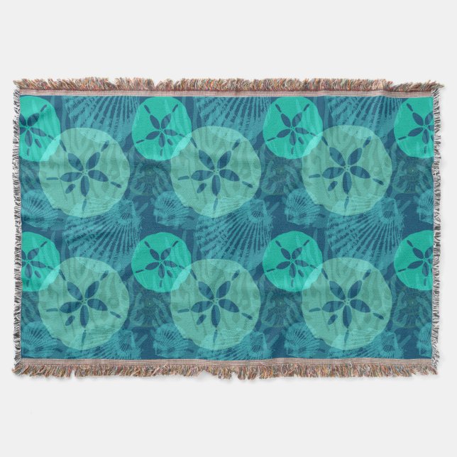 Couverture Sable turquoise Dollars Coquillages Motif sur Océa (Devant)