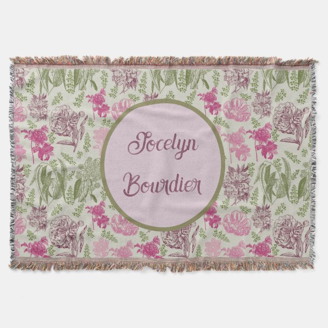 Couverture Sage Botanique Personnalisé Peony Eucalyptus (Devant)