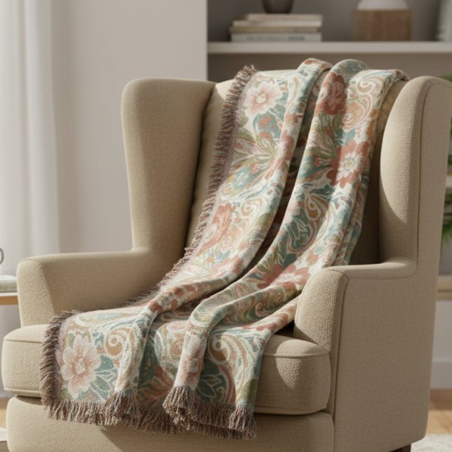 Couverture Sage et Tendance Botanique de Pleine Conscience (Heirloom floral throw blanket)