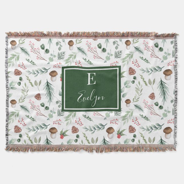 Couverture Sage Green Holiday Personalized Throw Blanket (Devant)