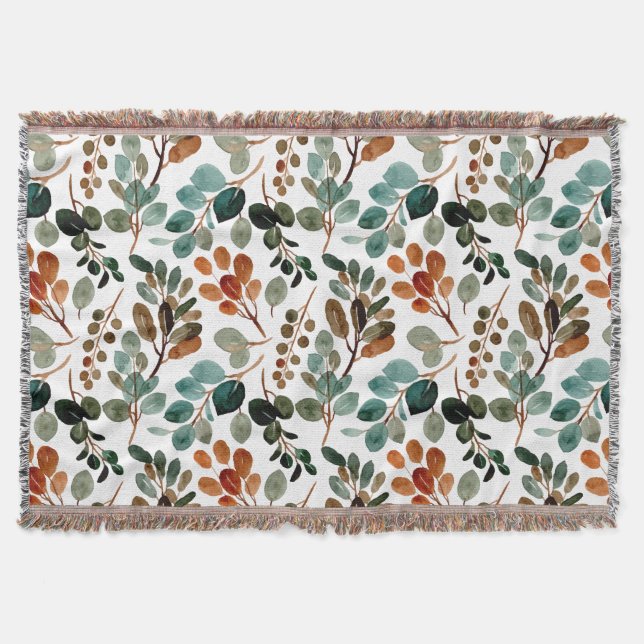 Couverture Sage vert brun feuilles sarcelle automne (Devant)