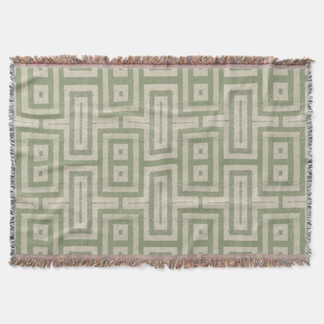 Couverture Sage Vert et Beige Moderne Impression (Devant)