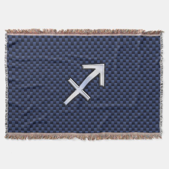Couverture Sagittarius Zodiac Sign on Blue Carbon Fiber Decor (Devant)