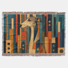 Saluki coloré Art populaire géométrique Motif de c