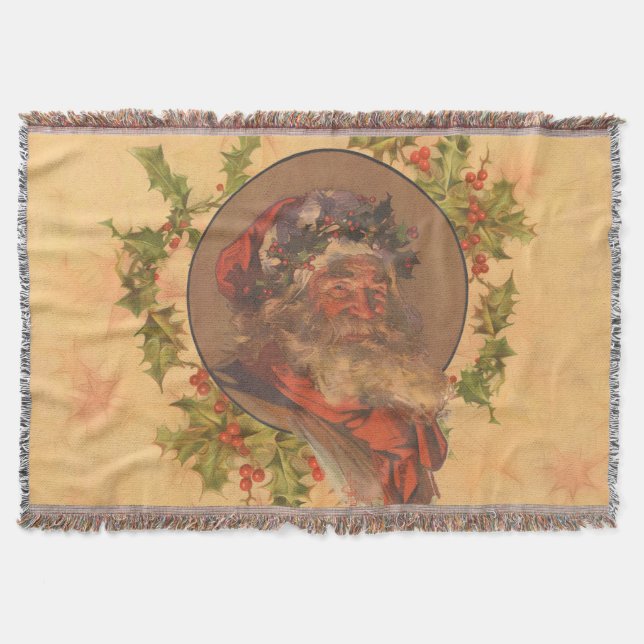 Couverture Santa Claus Noël Portrait Vintage (Devant)