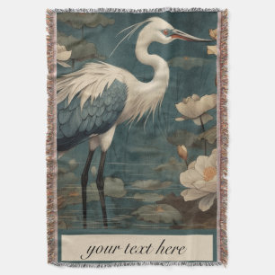 Couverture scène botanique vintage grue bleue personnalisable