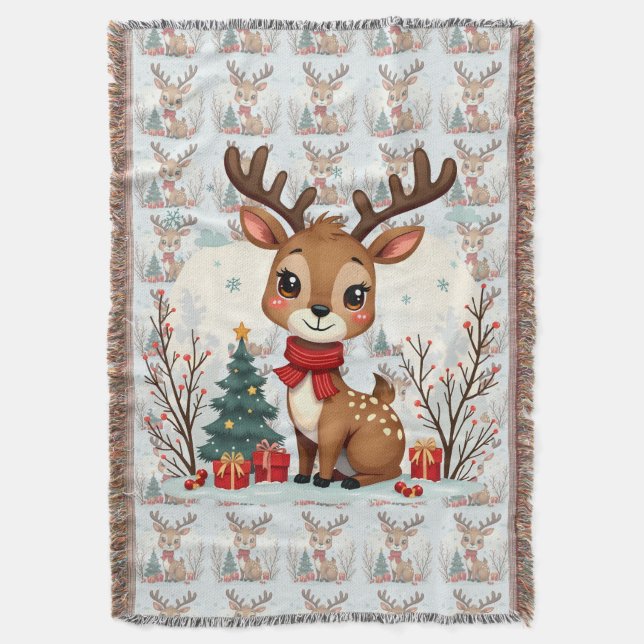 Couverture Scène mignonne de rennes de Noël dans une forêt en (devant Vertical)