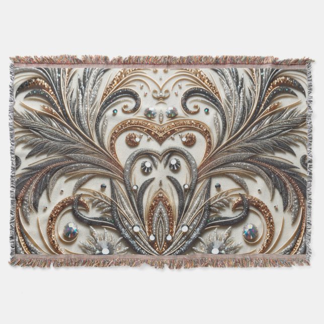 Couverture Schéma floral brillant avec pierre de gemme (Devant)