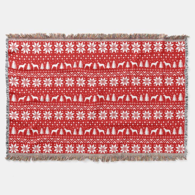Couverture Scottish Deerhound Silhouettes Motif de Noël (Devant)