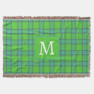 Couverture Scottish green &blue Plaid tartan monogram