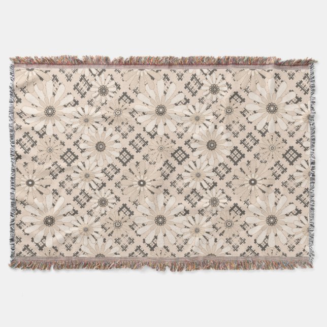 Couverture Seamless abstract moderne checkered plaid floral b (Devant)