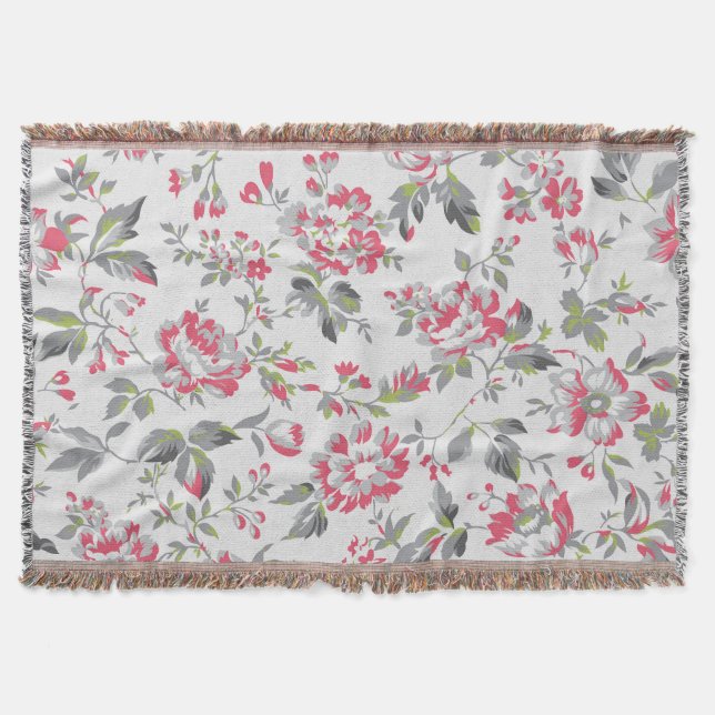 Couverture Shabby Chic Floral Rose Motif (Devant)