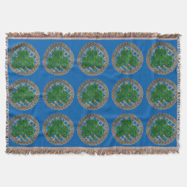 Couverture Shamrock Bleu Sur Noeuds Célestes Lancer La Couver (Devant)