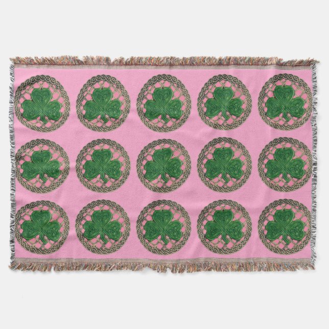Couverture Shamrock Rose sur noeuds celtiques Jeter la couver (Devant)