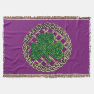 Couverture Shamrock violet sur noeuds celtiques lancer la cou