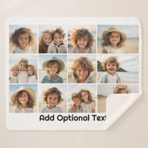 Couverture Sherpa 12 Collage de grille photo - Blanc - Type de motif