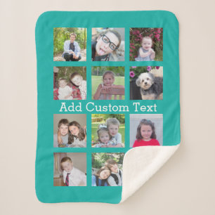 Couverture Sherpa 12 Photo Instagram Collage avec Arrière - plan ble