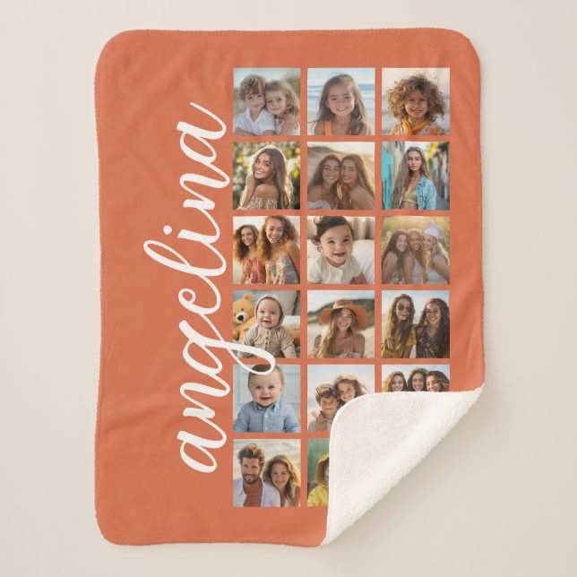 Couverture Sherpa 18 Collage photo avec grand script - Terre cuite  (Devant)