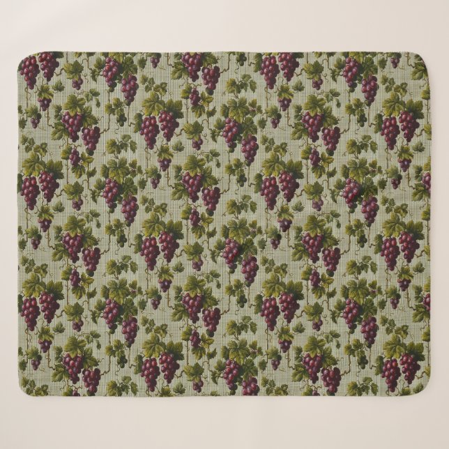 Couverture Sherpa 1900 Raisins Vintages Fruits Botanique (Devant (Horizontal))