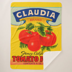 Couverture Sherpa 1930 Claudia pâte de tomate imprimé étiquette