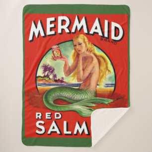 Couverture Sherpa 1940 Mermaid Saumon peut imprimer étiquette