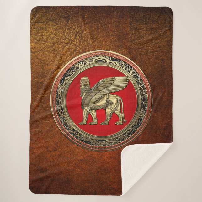 Couverture Sherpa [220] Lion assyrien ailli - Lamassu d'or (Devant)