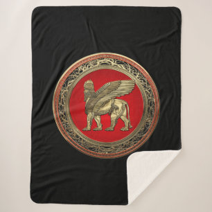 Couverture Sherpa [220] Lion assyrien ailli - Lamassu d'or