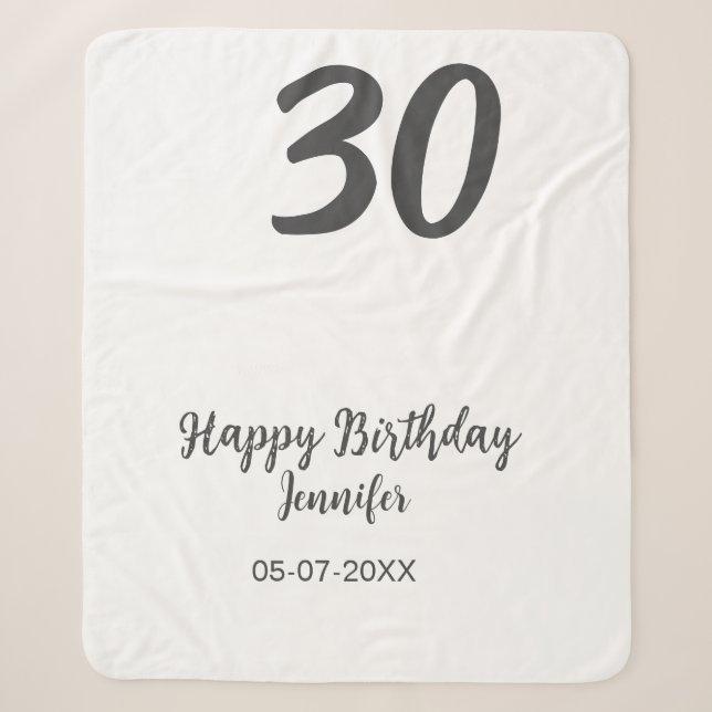 Couverture Sherpa 30e anniversaire ajouter nom date année noir modèl (Devant)