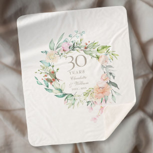 Couverture Sherpa 30e anniversaire du Mariage Pearl Floral Garland