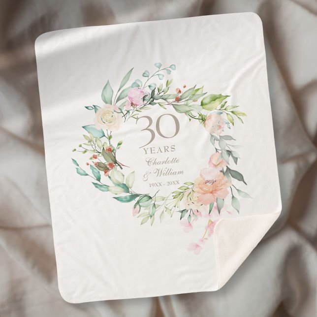 Couverture Sherpa 30e anniversaire du Mariage Pearl Floral Garland (Créateur téléchargé)