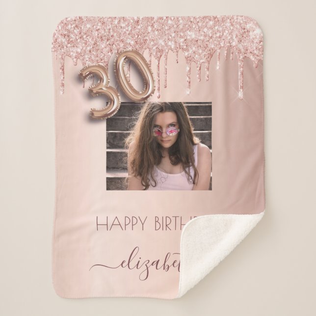 Couverture Sherpa 30e anniversaire rose or parties scintillant goutt (Devant)