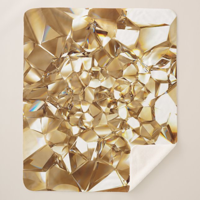 Couverture Sherpa 3D abstraite texture or cristal. (Devant)