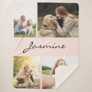 Couverture Sherpa 4 photos modernes de Collage Dog Pink