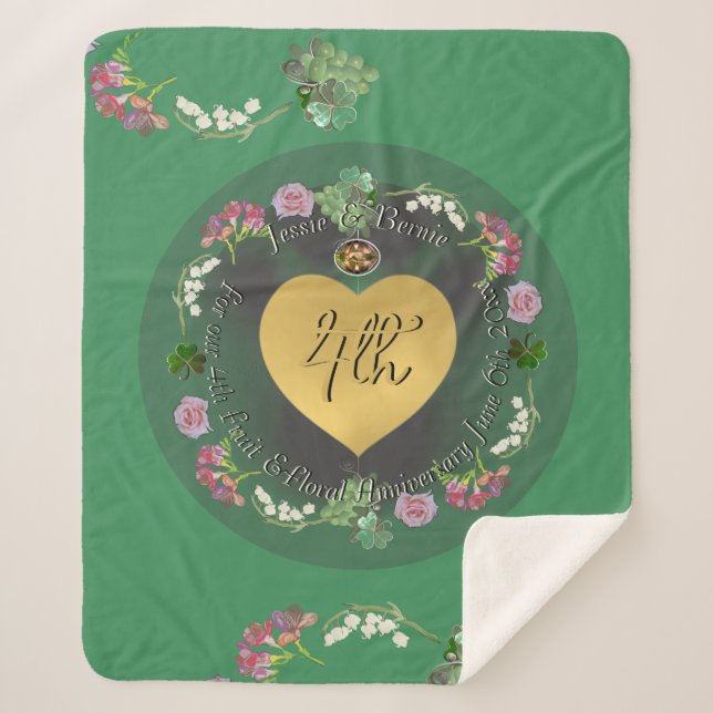 Couverture Sherpa 4e anniversaire du Mariage Fruit Floral (Devant)