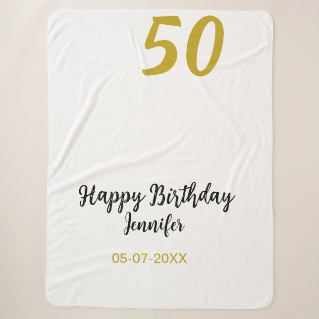 Couverture Sherpa 50e anniversaire ajouter nom date année noire modè (Devant)