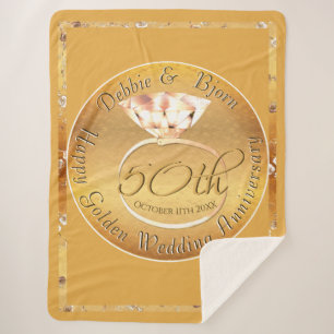 Couverture Sherpa 50e anniversaire du Mariage Ochre & Rose