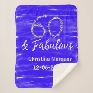 Couverture Sherpa 60 & fabuleux anniversaire bleu argent ajouter nom