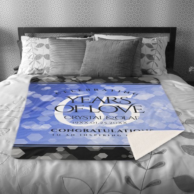 Couverture Sherpa 65e anniversaire de l'élégant Mariage Blue Sapphir (Elegant 65th Blue Sapphire Wedding Anniversary Sherpa Fleece Blanket Cover Photo.)