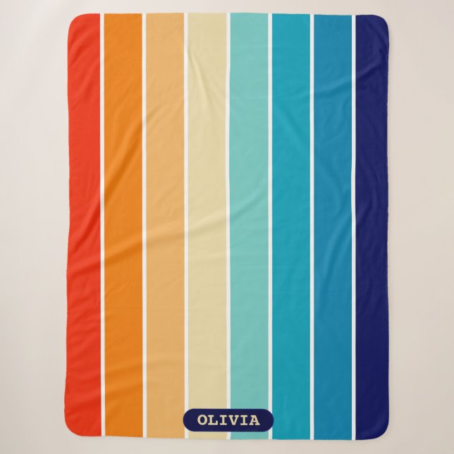 Couverture Sherpa 70s Rainbow Stripes (Devant)