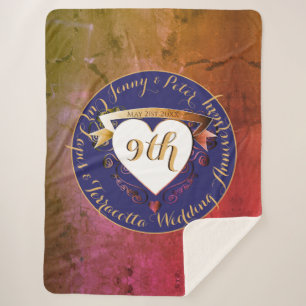 Couverture Sherpa 9ème anniversaire Mariage de Terracotta Lapis Lazu