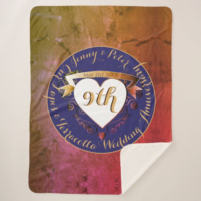 Couverture Sherpa 9ème anniversaire Mariage de Terracotta Lapis Lazu (Devant)